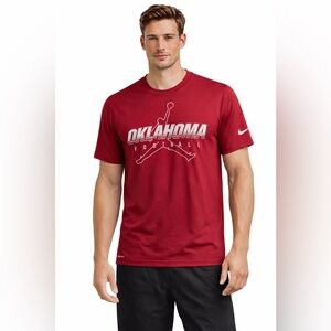 Nike Jordan Jumpman Oklahoma Sooners Football Dri-Fit T-Shirt Mens Small Red OU